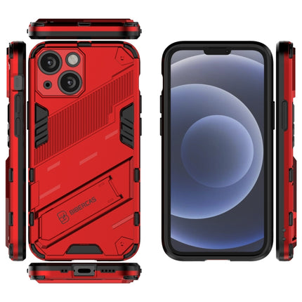 Punk Armor 2 in 1 PC + TPU Phone Case with Invisible Holder For iPhone 13 mini(Red)-garmade.com