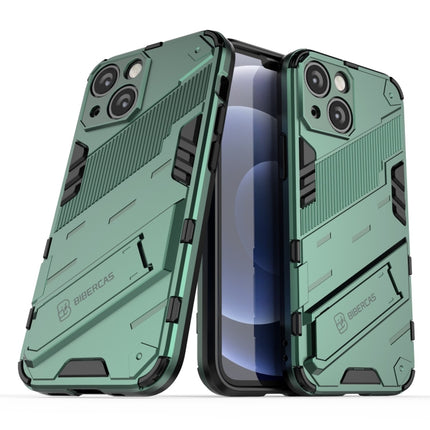 Punk Armor 2 in 1 PC + TPU Phone Case with Invisible Holder For iPhone 13 mini(Green)-garmade.com