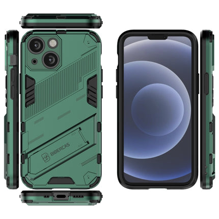 Punk Armor 2 in 1 PC + TPU Phone Case with Invisible Holder For iPhone 13 mini(Green)-garmade.com