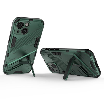 Punk Armor 2 in 1 PC + TPU Phone Case with Invisible Holder For iPhone 13 mini(Green)-garmade.com