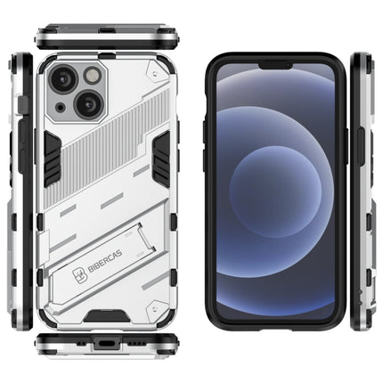 Punk Armor 2 in 1 PC + TPU Phone Case with Invisible Holder For iPhone 13 mini(White)-garmade.com