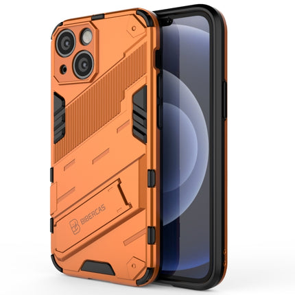 Punk Armor 2 in 1 PC + TPU Phone Case with Invisible Holder For iPhone 13 mini(Orange)-garmade.com