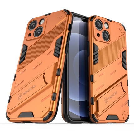 Punk Armor 2 in 1 PC + TPU Phone Case with Invisible Holder For iPhone 13 mini(Orange)-garmade.com