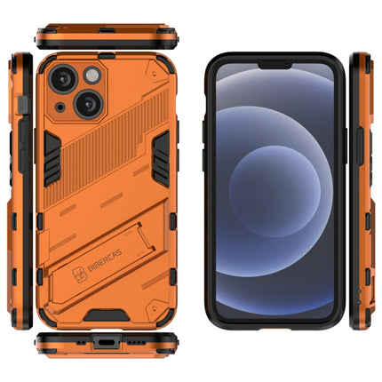 Punk Armor 2 in 1 PC + TPU Phone Case with Invisible Holder For iPhone 13 mini(Orange)-garmade.com