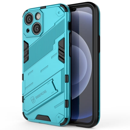 Punk Armor 2 in 1 PC + TPU Phone Case with Invisible Holder For iPhone 13 mini(Blue)-garmade.com