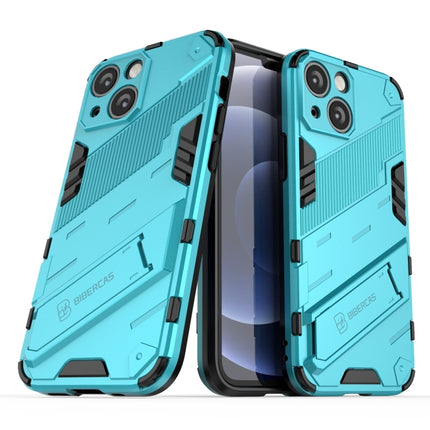 Punk Armor 2 in 1 PC + TPU Phone Case with Invisible Holder For iPhone 13 mini(Blue)-garmade.com