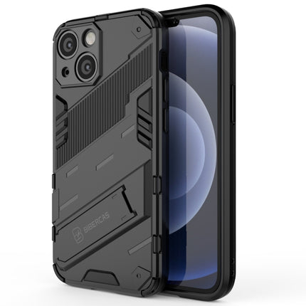 Punk Armor 2 in 1 PC + TPU Phone Case with Invisible Holder For iPhone 13(Black)-garmade.com