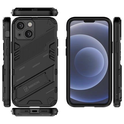 Punk Armor 2 in 1 PC + TPU Phone Case with Invisible Holder For iPhone 13(Black)-garmade.com