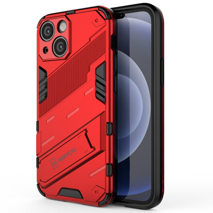 Punk Armor 2 in 1 PC + TPU Phone Case with Invisible Holder For iPhone 13(Red)-garmade.com