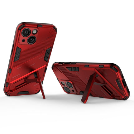 Punk Armor 2 in 1 PC + TPU Phone Case with Invisible Holder For iPhone 13(Red)-garmade.com