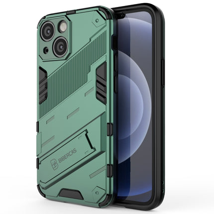 Punk Armor 2 in 1 PC + TPU Phone Case with Invisible Holder For iPhone 13(Green)-garmade.com