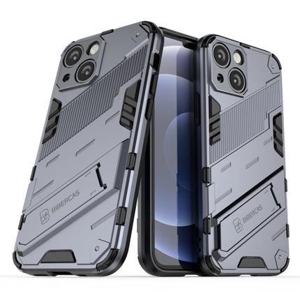 Punk Armor 2 in 1 PC + TPU Phone Case with Invisible Holder For iPhone 13(Grey)-garmade.com