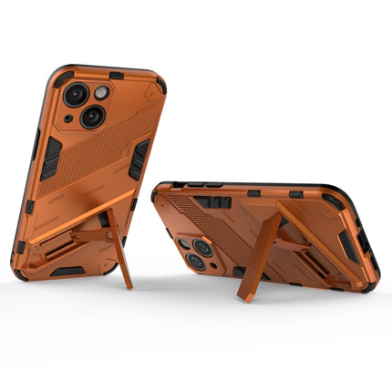 Punk Armor 2 in 1 PC + TPU Phone Case with Invisible Holder For iPhone 13(Orange)-garmade.com
