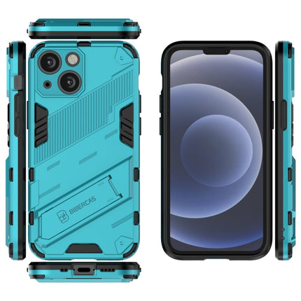 Punk Armor 2 in 1 PC + TPU Phone Case with Invisible Holder For iPhone 13(Blue)-garmade.com