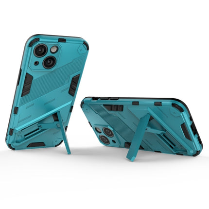 Punk Armor 2 in 1 PC + TPU Phone Case with Invisible Holder For iPhone 13(Blue)-garmade.com