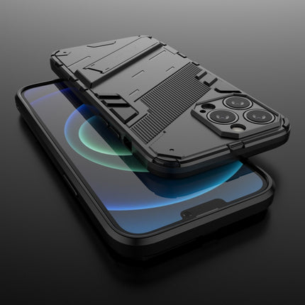 Punk Armor 2 in 1 PC + TPU Phone Case with Invisible Holder For iPhone 13 Pro(Black)-garmade.com