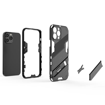 Punk Armor 2 in 1 PC + TPU Phone Case with Invisible Holder For iPhone 13 Pro(Green)-garmade.com