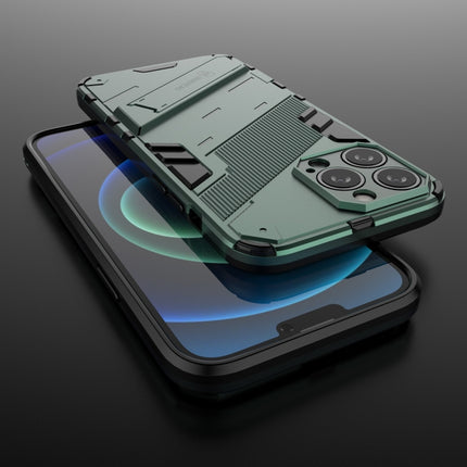 Punk Armor 2 in 1 PC + TPU Phone Case with Invisible Holder For iPhone 13 Pro(Green)-garmade.com