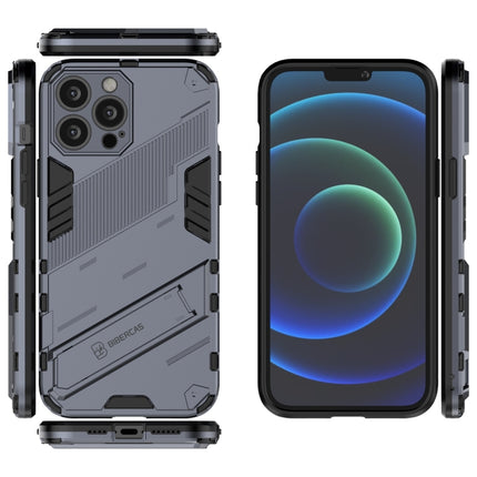 Punk Armor 2 in 1 PC + TPU Phone Case with Invisible Holder For iPhone 13 Pro(Grey)-garmade.com