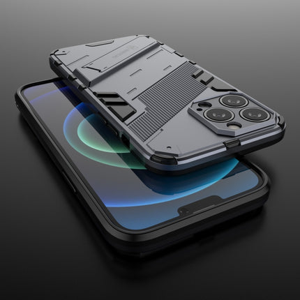 Punk Armor 2 in 1 PC + TPU Phone Case with Invisible Holder For iPhone 13 Pro(Grey)-garmade.com