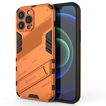 Punk Armor 2 in 1 PC + TPU Phone Case with Invisible Holder For iPhone 13 Pro(Orange)-garmade.com