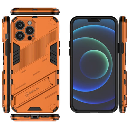 Punk Armor 2 in 1 PC + TPU Phone Case with Invisible Holder For iPhone 13 Pro(Orange)-garmade.com