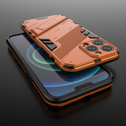 Punk Armor 2 in 1 PC + TPU Phone Case with Invisible Holder For iPhone 13 Pro(Orange)-garmade.com