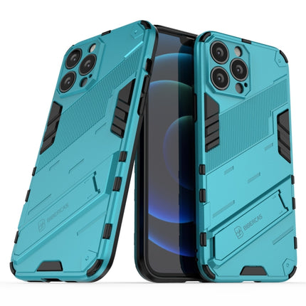 Punk Armor 2 in 1 PC + TPU Phone Case with Invisible Holder For iPhone 13 Pro(Blue)-garmade.com