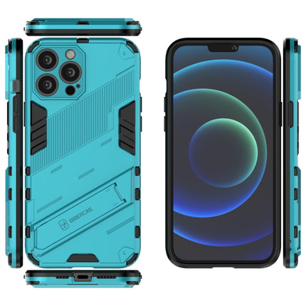 Punk Armor 2 in 1 PC + TPU Phone Case with Invisible Holder For iPhone 13 Pro(Blue)-garmade.com