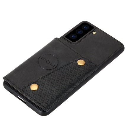 For Samsung Galaxy S22 5G Double Buckle PU + TPU Magnetic Phone Case(Black)-garmade.com
