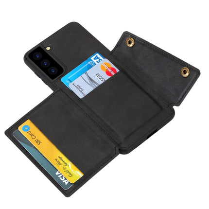 For Samsung Galaxy S22 5G Double Buckle PU + TPU Magnetic Phone Case(Black)-garmade.com