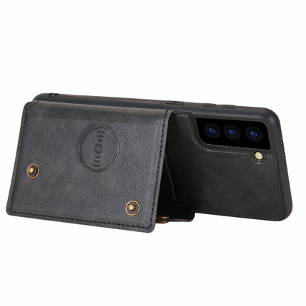 For Samsung Galaxy S22 5G Double Buckle PU + TPU Magnetic Phone Case(Black)-garmade.com
