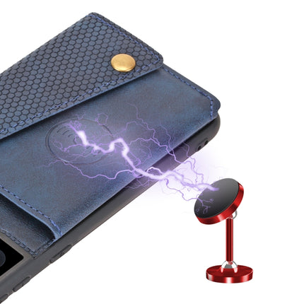 For Samsung Galaxy S22 5G Double Buckle PU + TPU Magnetic Phone Case(Blue)-garmade.com