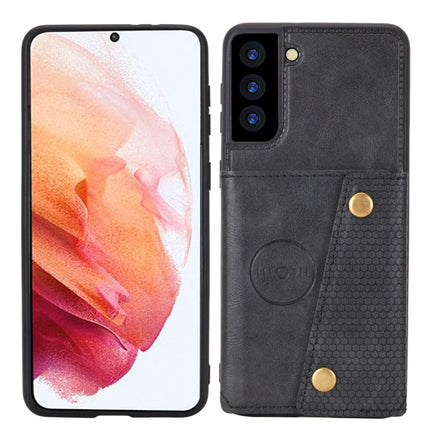 For Samsung Galaxy S22+ 5G Double Buckle PU + TPU Magnetic Phone Case(Black)-garmade.com