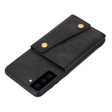 For Samsung Galaxy S22+ 5G Double Buckle PU + TPU Magnetic Phone Case(Black)-garmade.com
