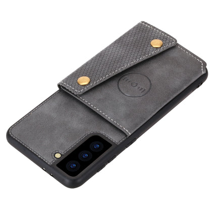 For Samsung Galaxy S22+ 5G Double Buckle PU + TPU Magnetic Phone Case(Grey)-garmade.com