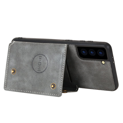 For Samsung Galaxy S22+ 5G Double Buckle PU + TPU Magnetic Phone Case(Grey)-garmade.com