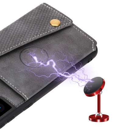 For Samsung Galaxy S22+ 5G Double Buckle PU + TPU Magnetic Phone Case(Grey)-garmade.com