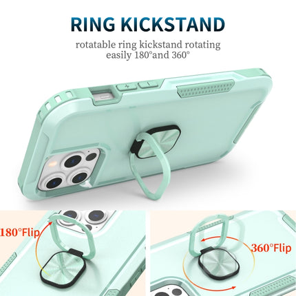 3 in 1 PC + TPU Phone Case with Ring Holder For iPhone 13 Pro(Mint Green)-garmade.com