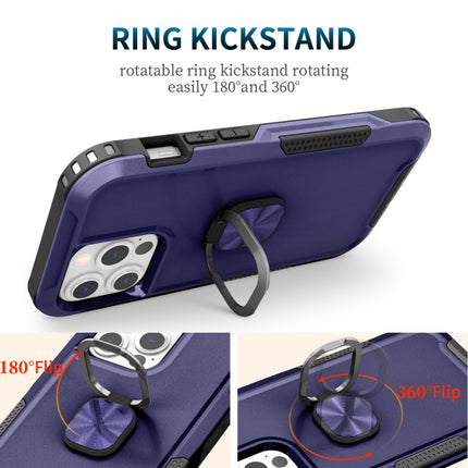 3 in 1 PC + TPU Phone Case with Ring Holder For iPhone 13 Pro(Navy Blue)-garmade.com