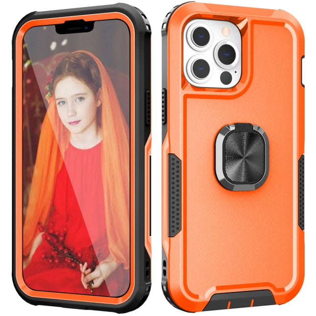 3 in 1 PC + TPU Phone Case with Ring Holder For iPhone 13 Pro(Orange)-garmade.com