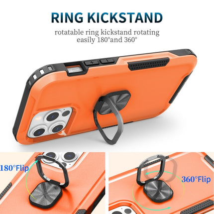 3 in 1 PC + TPU Phone Case with Ring Holder For iPhone 13 Pro(Orange)-garmade.com
