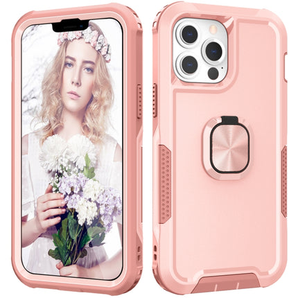 3 in 1 PC + TPU Phone Case with Ring Holder For iPhone 13 Pro(Pink)-garmade.com