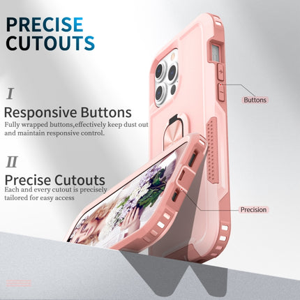 3 in 1 PC + TPU Phone Case with Ring Holder For iPhone 13 Pro(Pink)-garmade.com