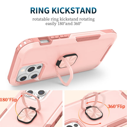 3 in 1 PC + TPU Phone Case with Ring Holder For iPhone 13 Pro(Pink)-garmade.com