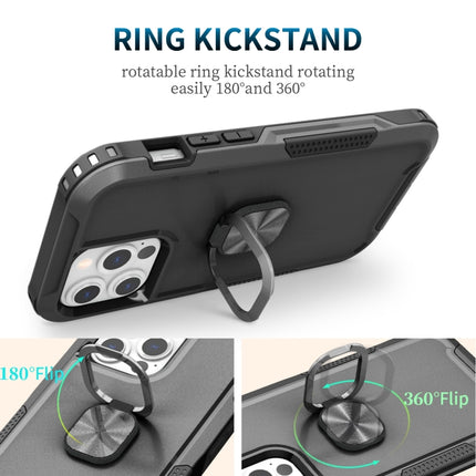 3 in 1 PC + TPU Phone Case with Ring Holder For iPhone 13 Pro(Black)-garmade.com