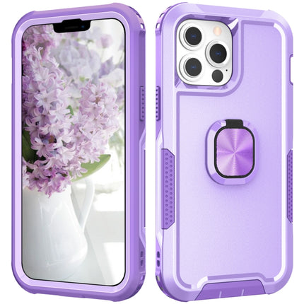 3 in 1 PC + TPU Phone Case with Ring Holder For iPhone 13 Pro(Purple)-garmade.com
