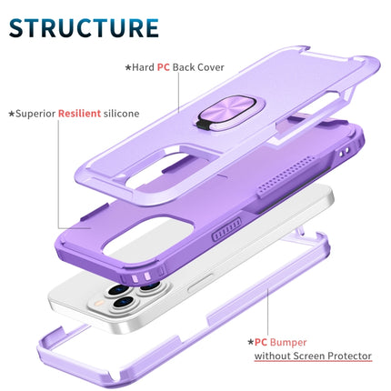 3 in 1 PC + TPU Phone Case with Ring Holder For iPhone 13 Pro(Purple)-garmade.com