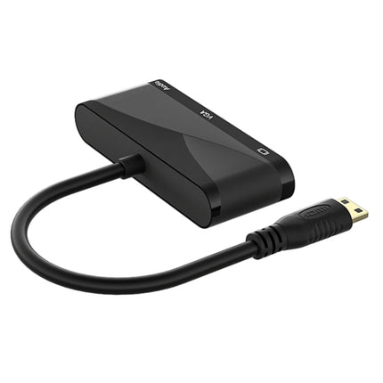 h114 3 in 1 Mini HDMI to HDMI + VGA + 3.5 Audio Converter Cable(Black)-garmade.com