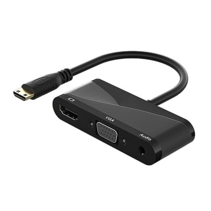 h114 3 in 1 Mini HDMI to HDMI + VGA + 3.5 Audio Converter Cable(Black)-garmade.com